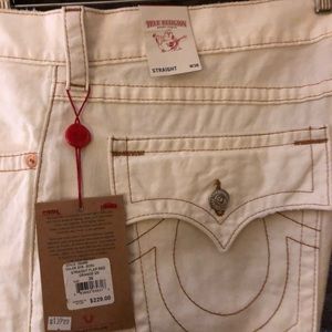 True Religion Straight Leg White Jeans